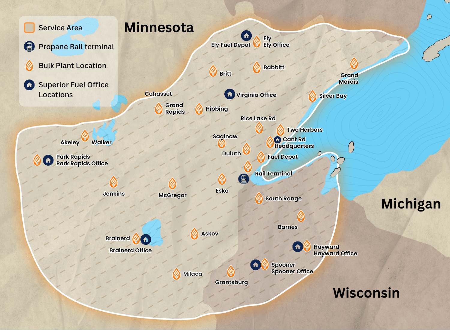 Superior Fuel service area map